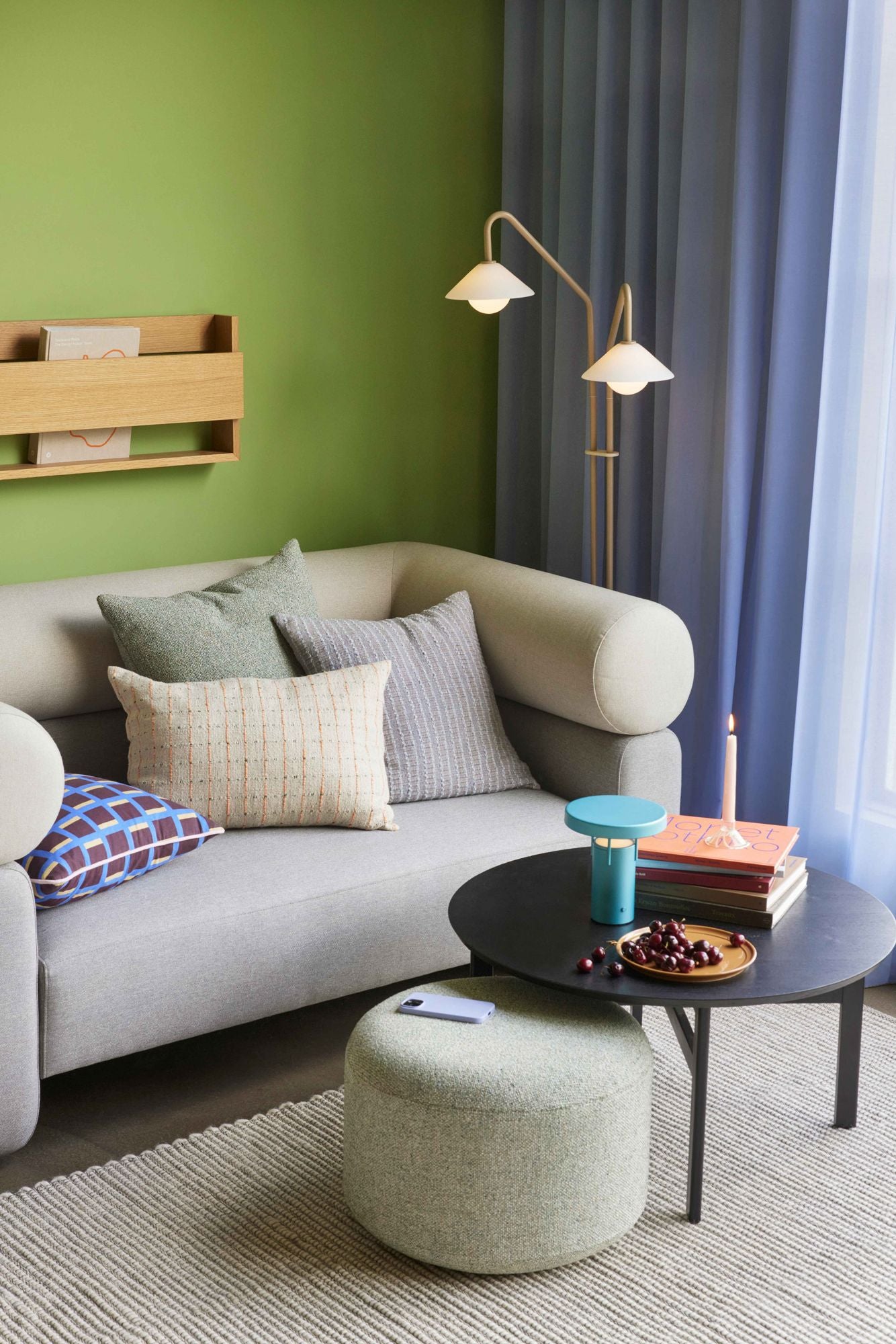 Hübsch rytmisk kudde beige/orange/svart