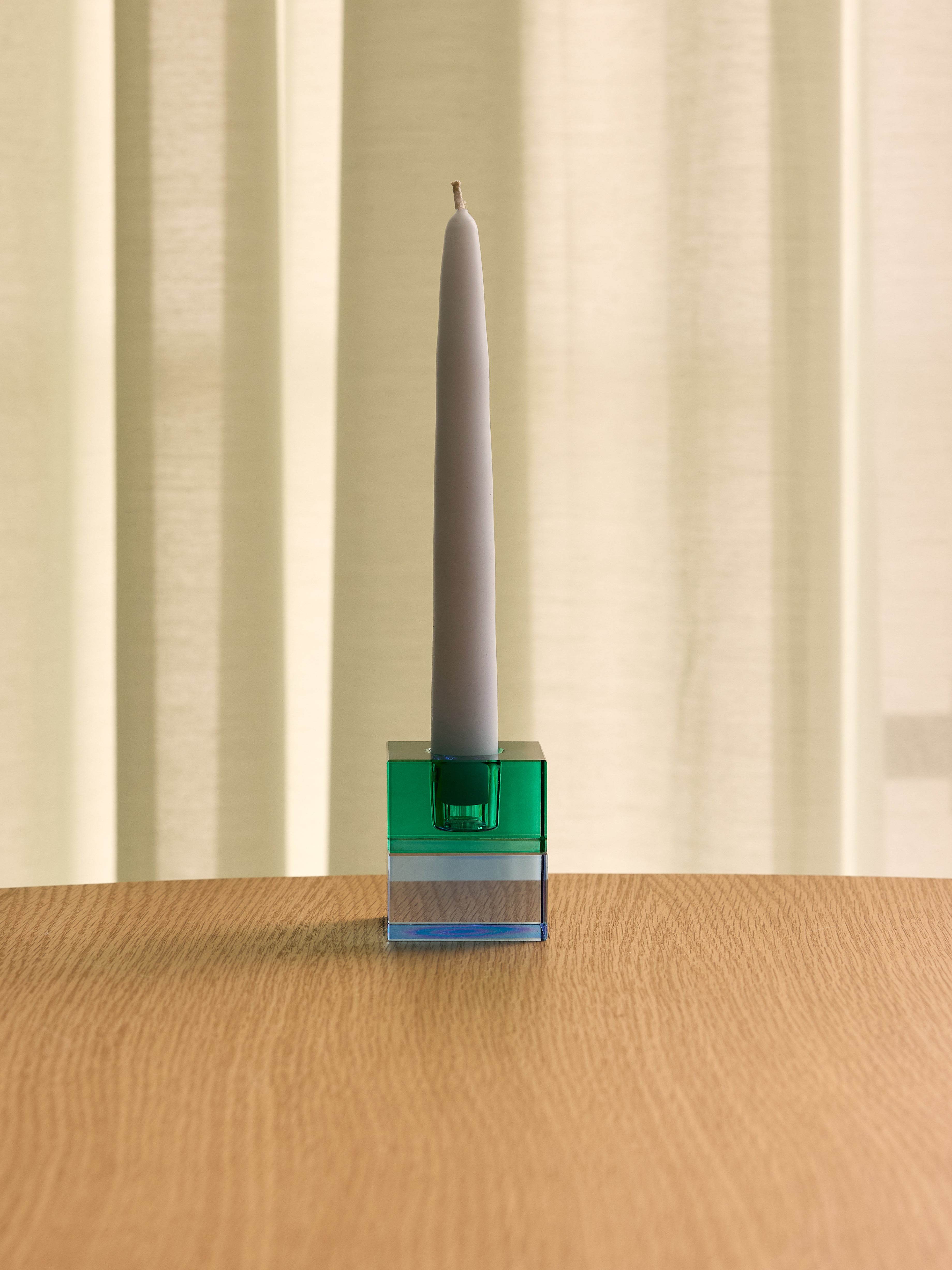 Blockljusstakar Grön/Blå & Orange/Grön (set om 2) - 5x5h6cm