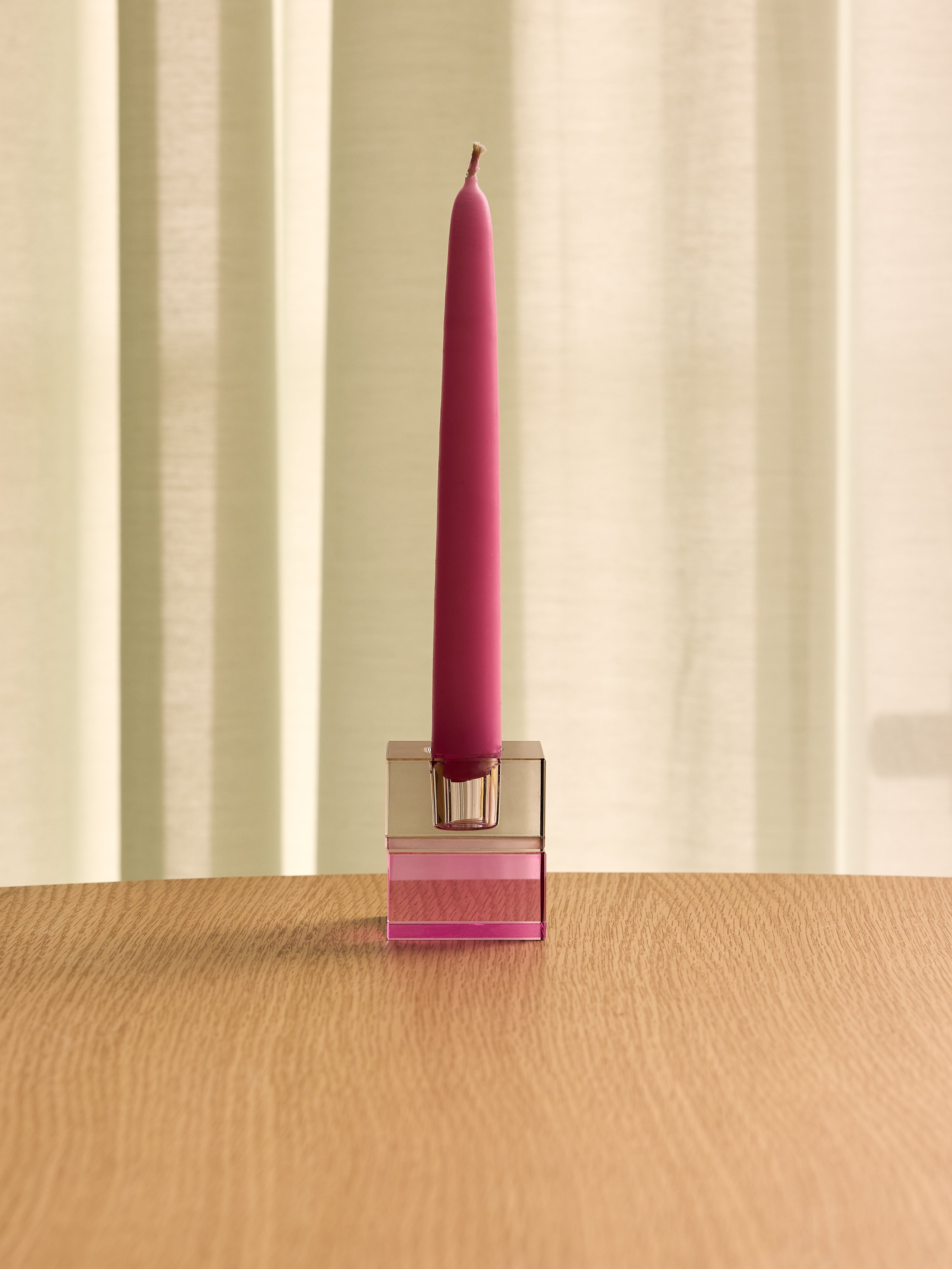 Blockljusstakar Brun/Grön & Grå/Rosa (set med 2) - 5x5h6cm