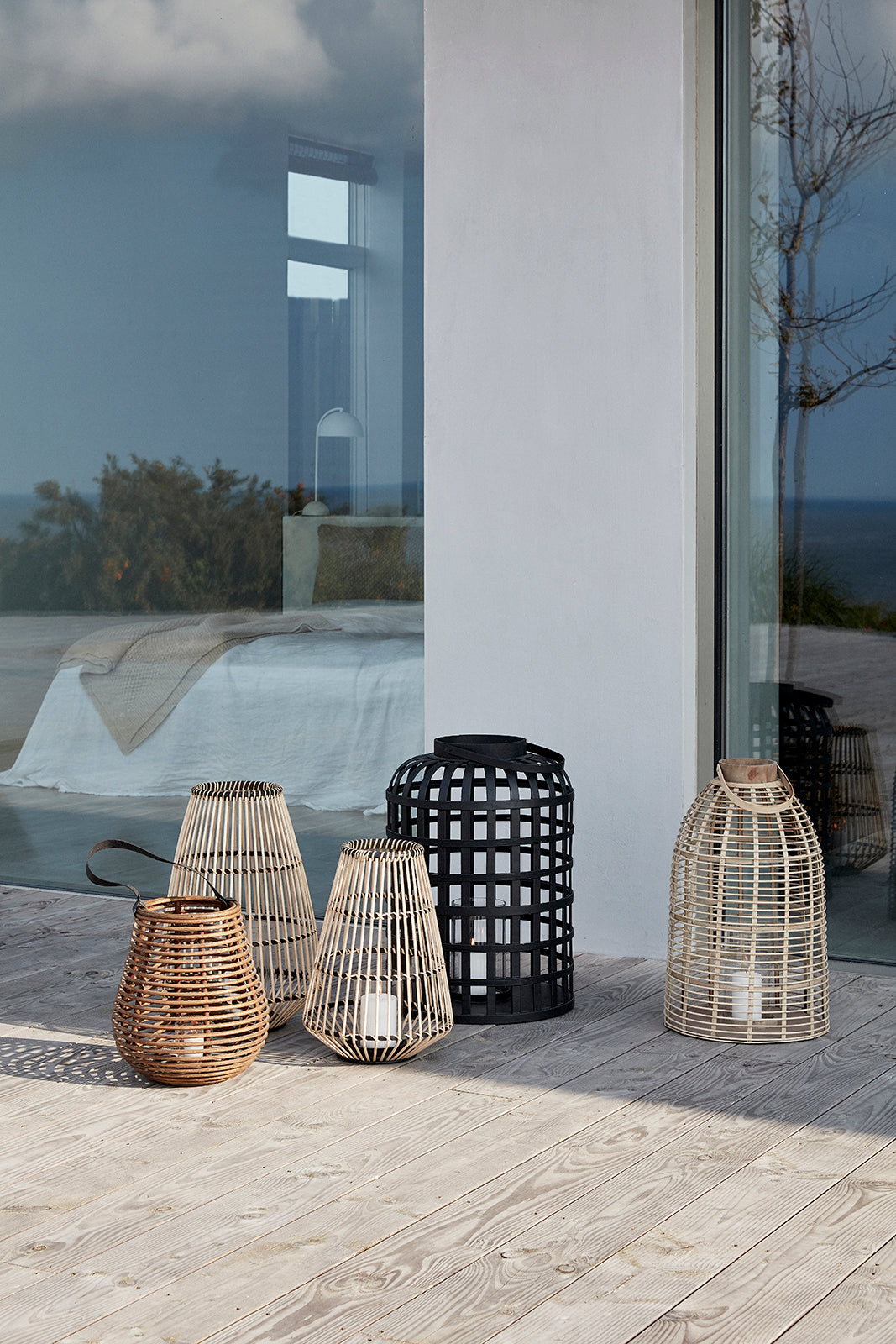 Grid Lanterns svart (uppsättning av 2) - Ø35xH54, Ø41xH58cm