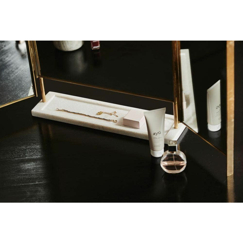 Nordal OTUS bordspejl - H57,5 cm - guld/hvid marmor - Nordal - DesignGaragen.dk