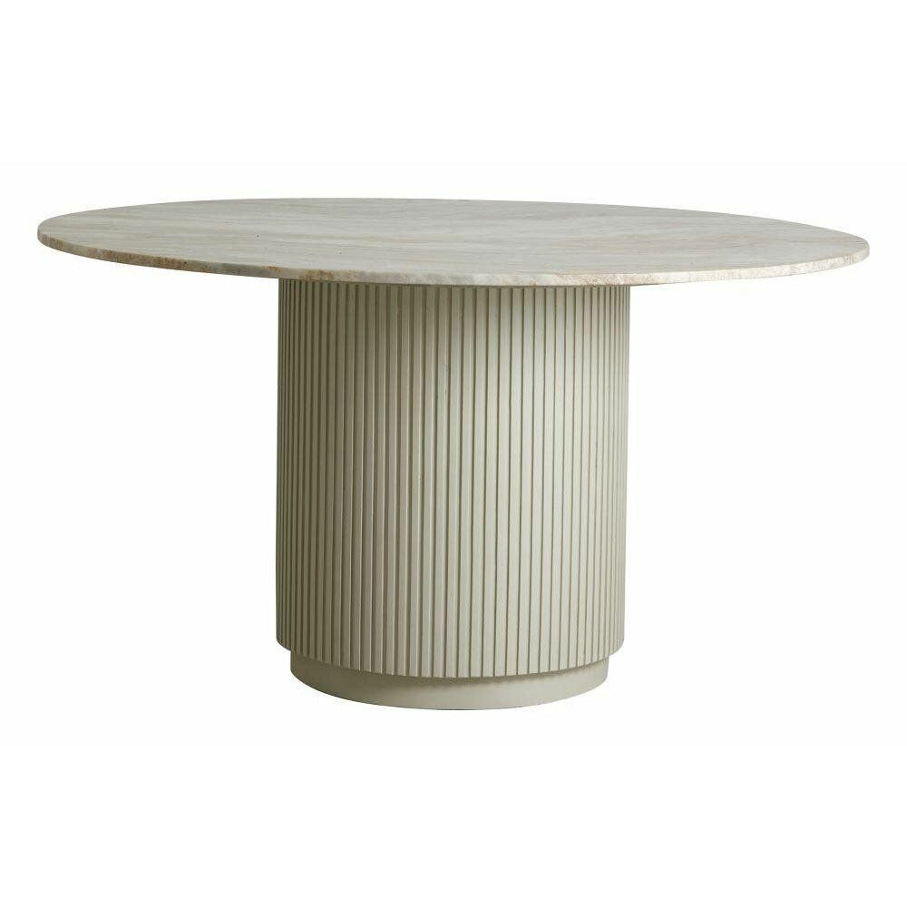 Erie rund matbord i trä och marmor - Ø140 cm - rå vit, brun, beige