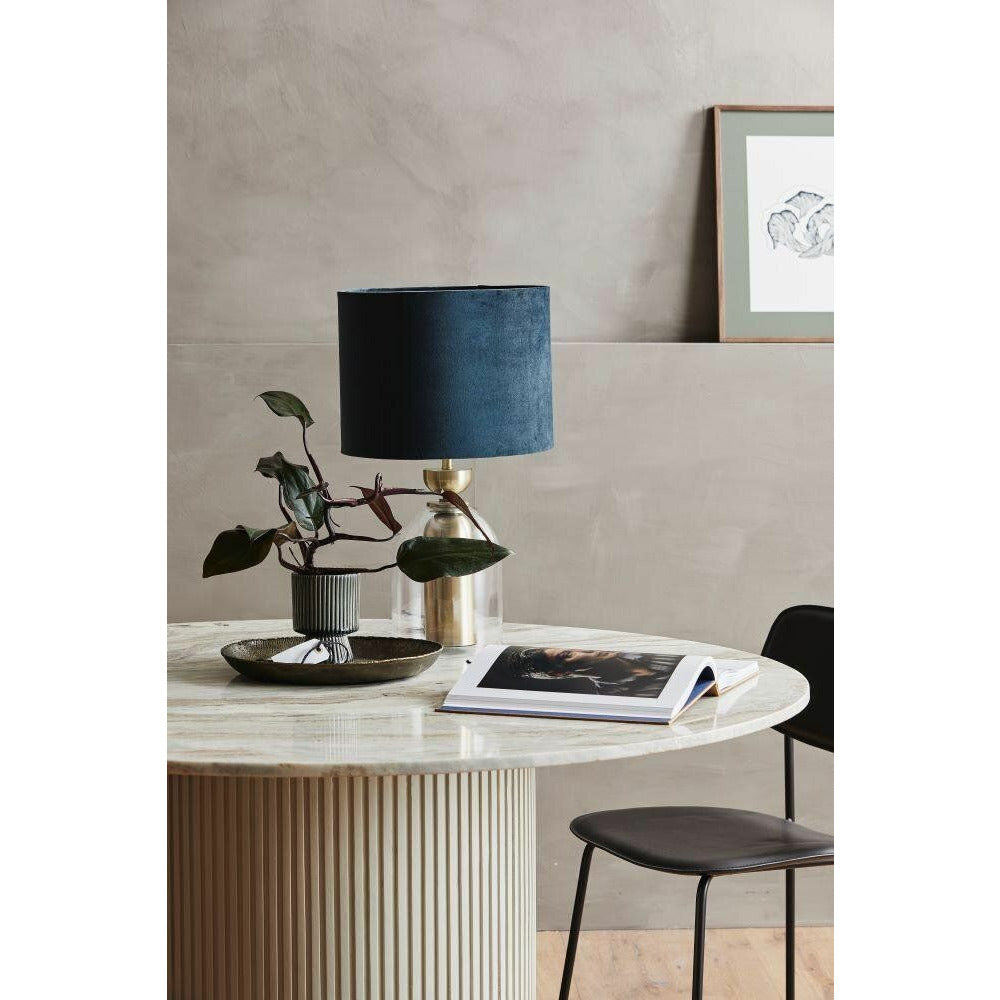Erie rund matbord i trä och marmor - Ø140 cm - rå vit, brun, beige