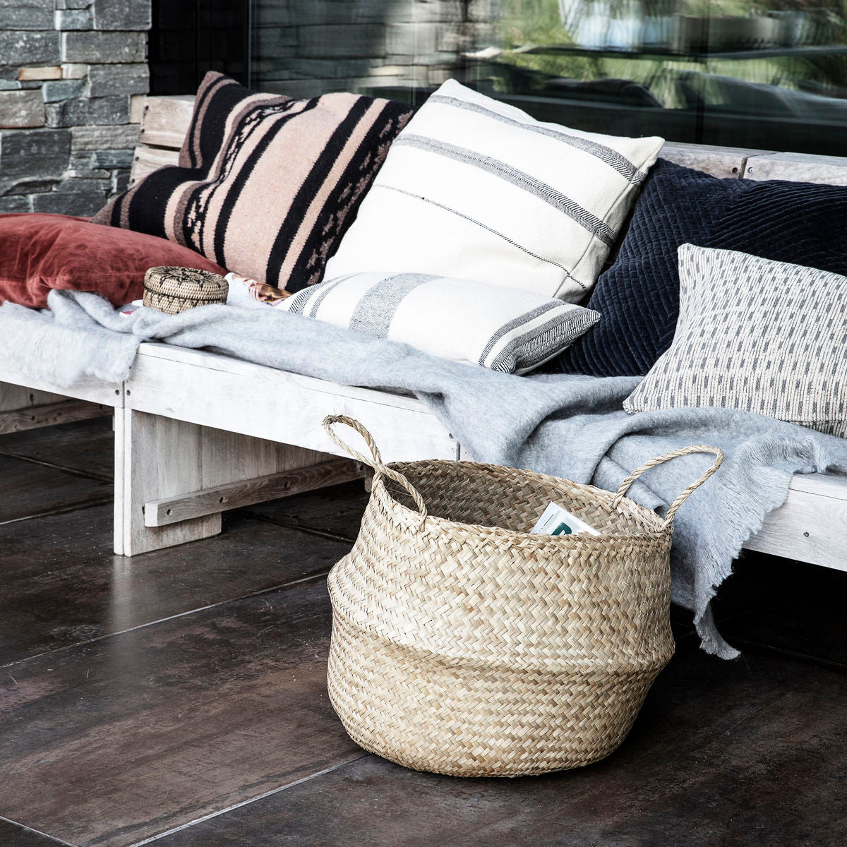 House Doctor - Kurv, Tanger, Natur - h: 32 cm, dia: 45 cm - House Doctor - DesignGaragen.dk