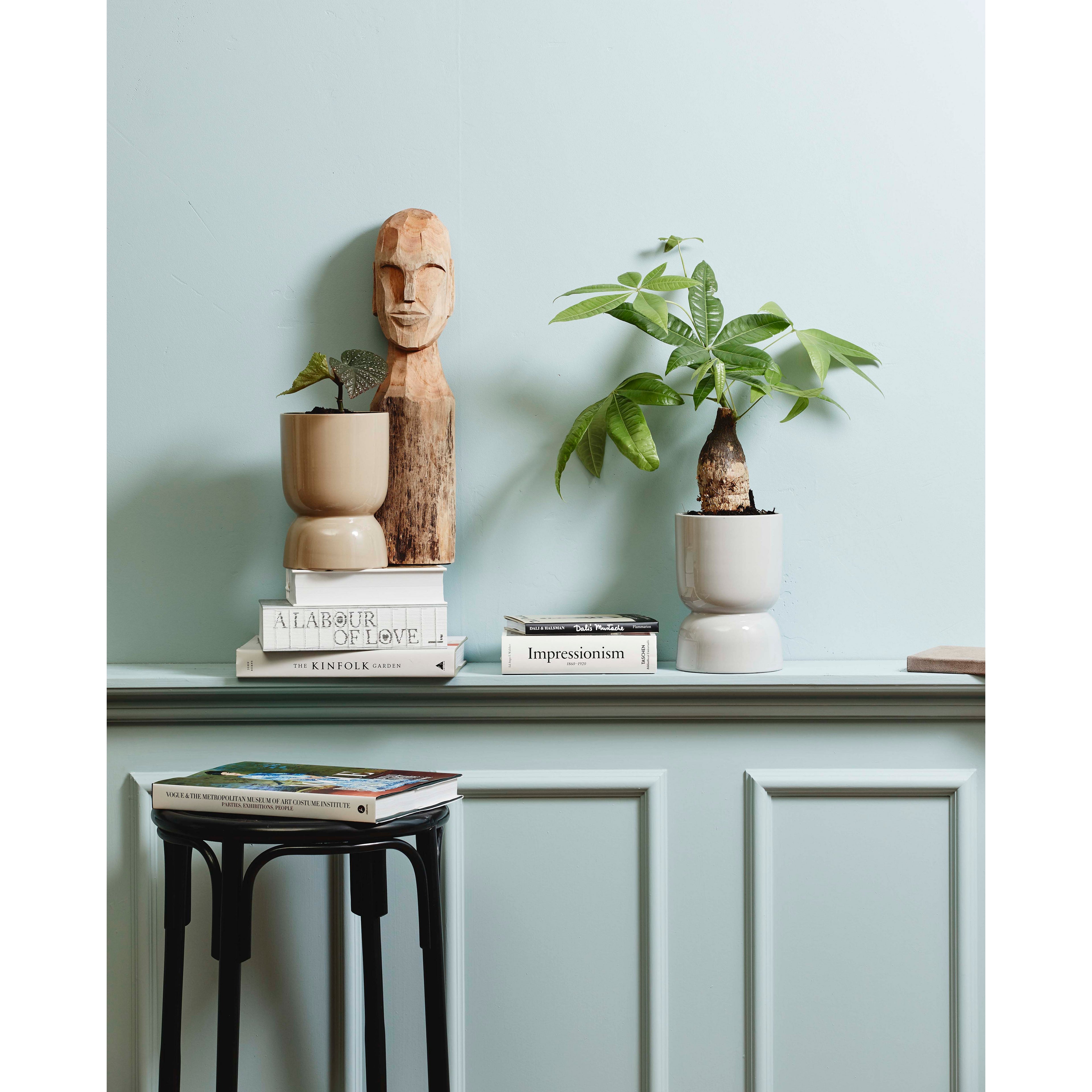 Kuba figur i trä med ansikte - stor - H56 cm - naturen