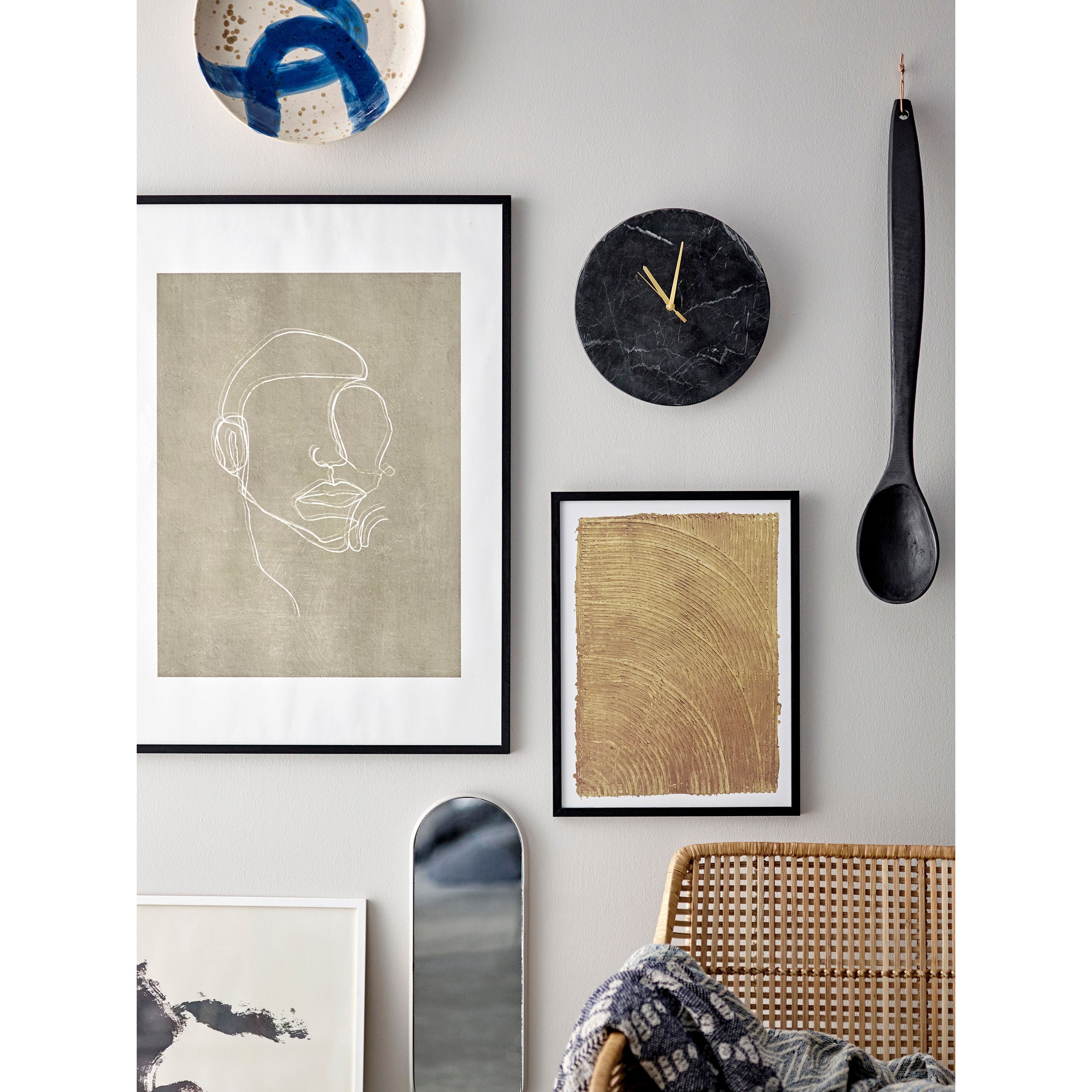 Bloomingville Jamin väggklocka, svart, marmor