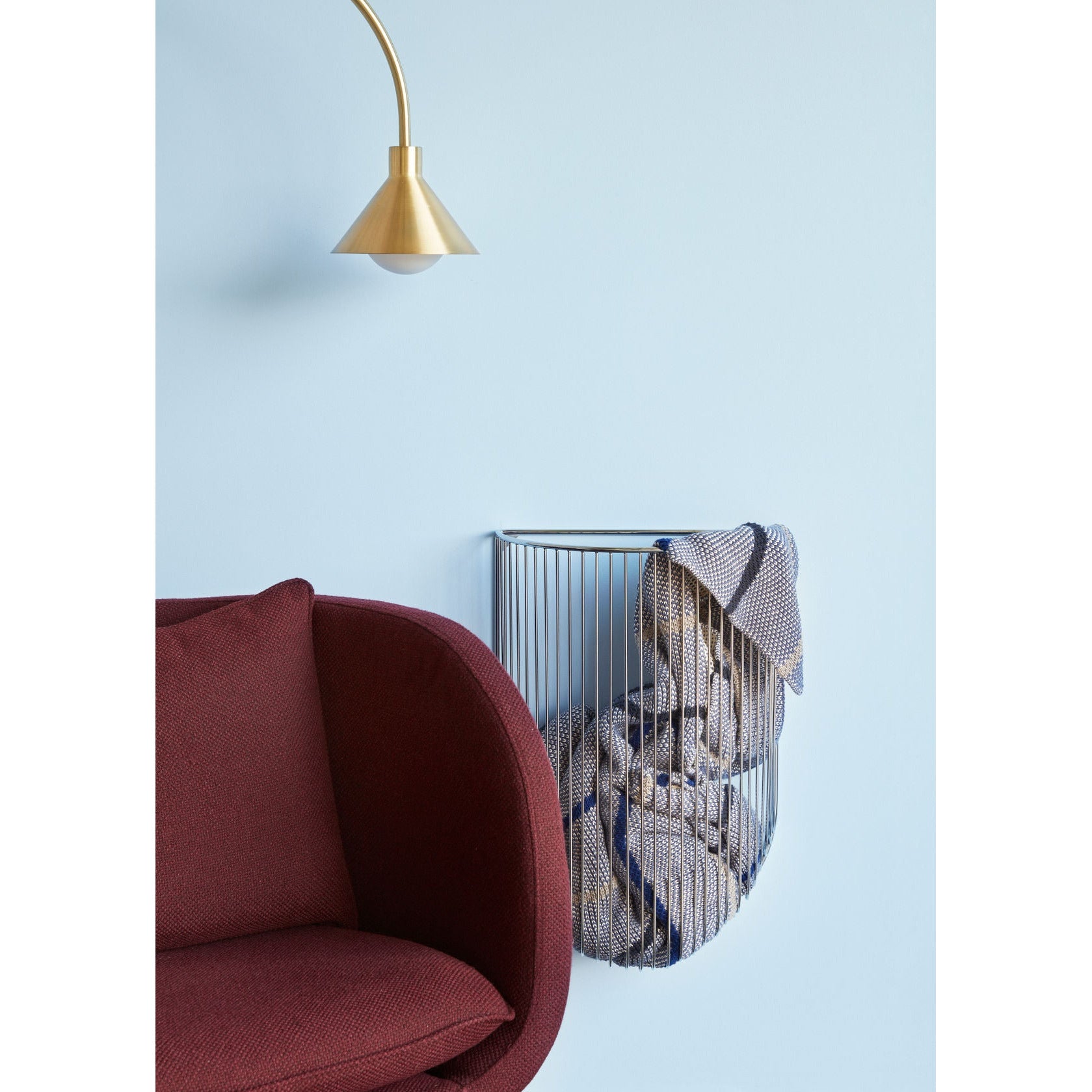 Hübsch Iris Wall Basket Nickel (uppsättning av 2)