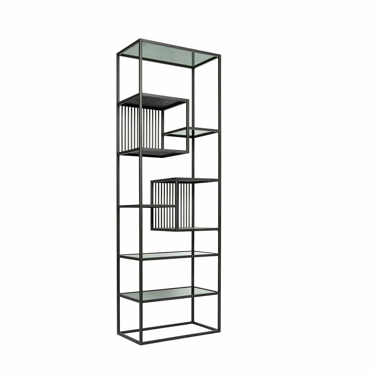 Reol Denver High - Sort - Jern/glas - W: 60 H: 190 D: 35 cm - Muubs - DesignGaragen.dk
