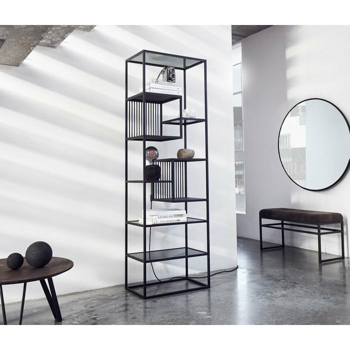 Reol Denver High - Sort - Jern/glas - W: 60 H: 190 D: 35 cm - Muubs - DesignGaragen.dk