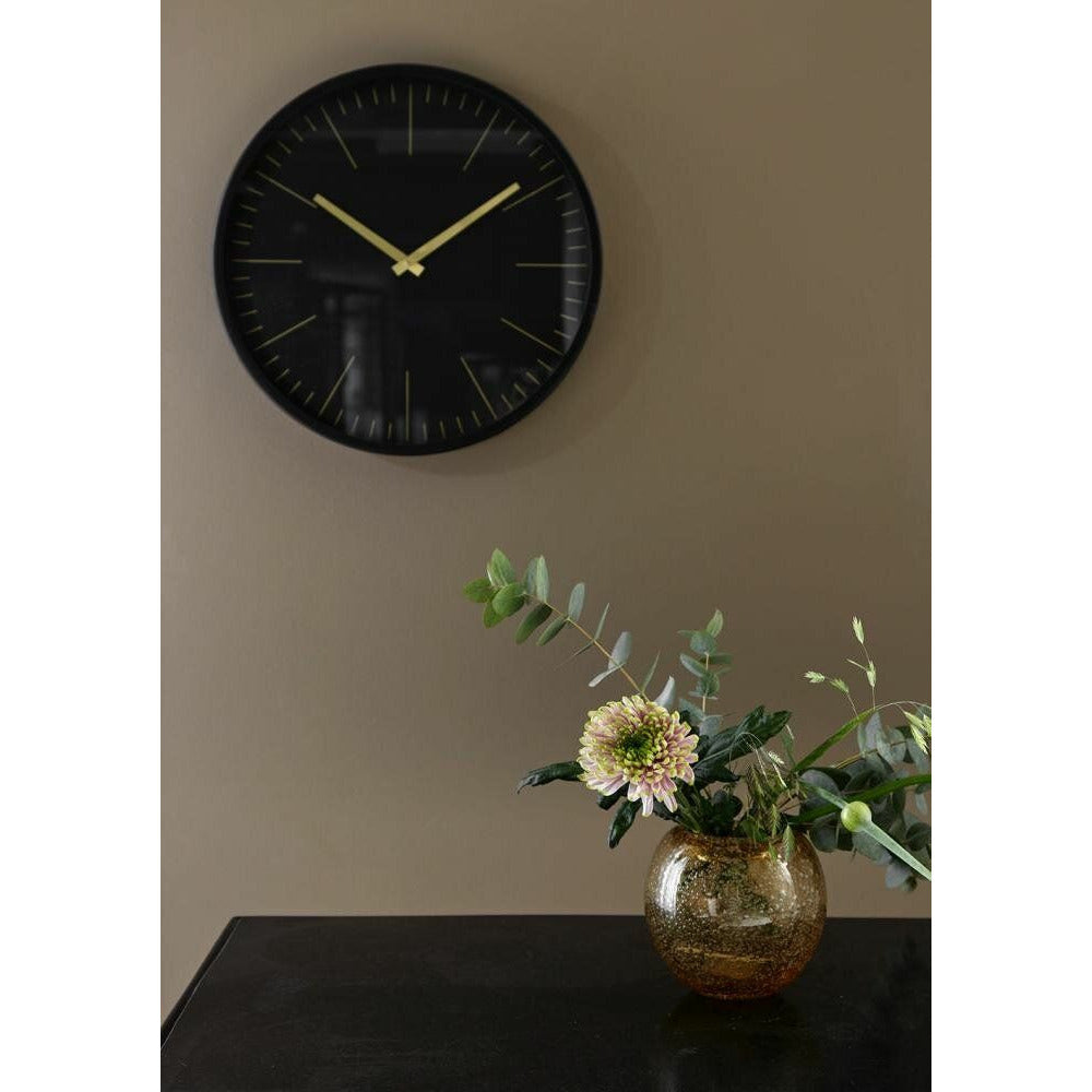Nordal Onyx väggklocka med glas - Ø45 cm - svart/mässing
