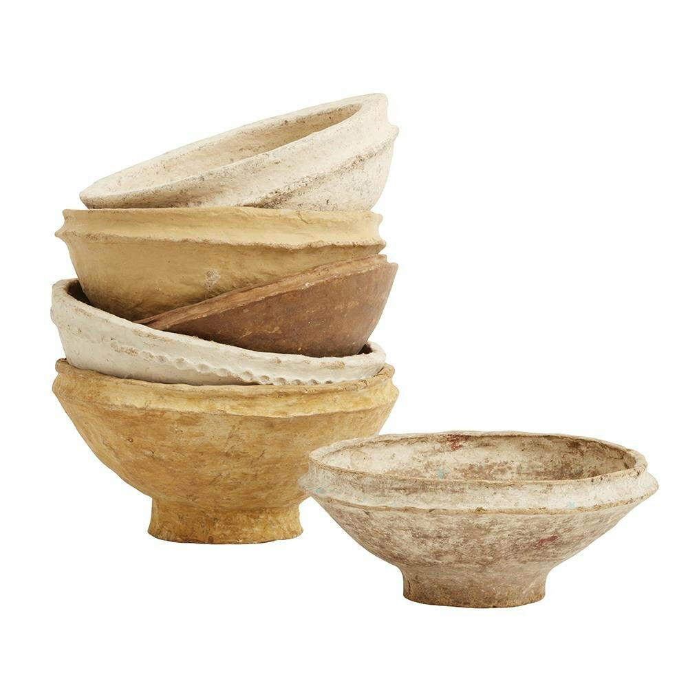 Skål original indisk maträtt i papmaché - beige färger
