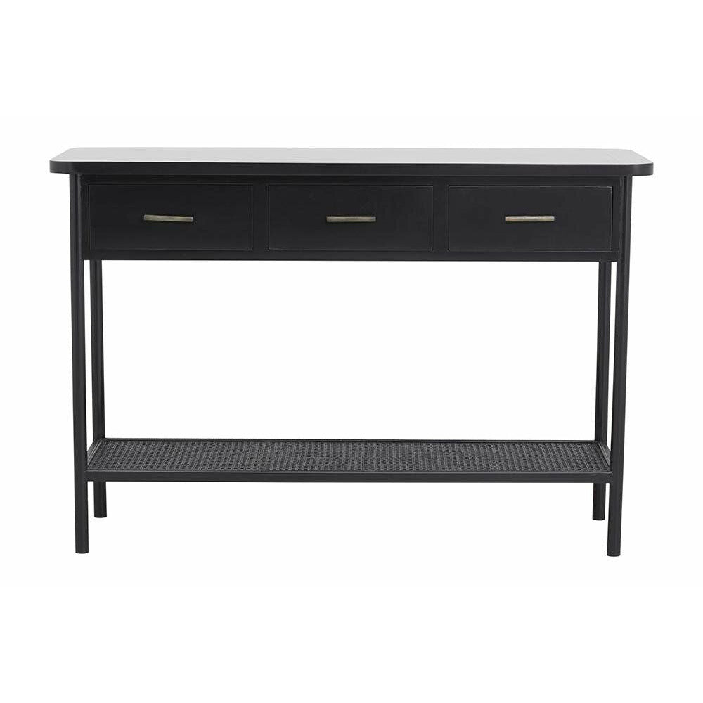 Nordal Arda Console Table i trä med 3 lådor - 120x40 - svart