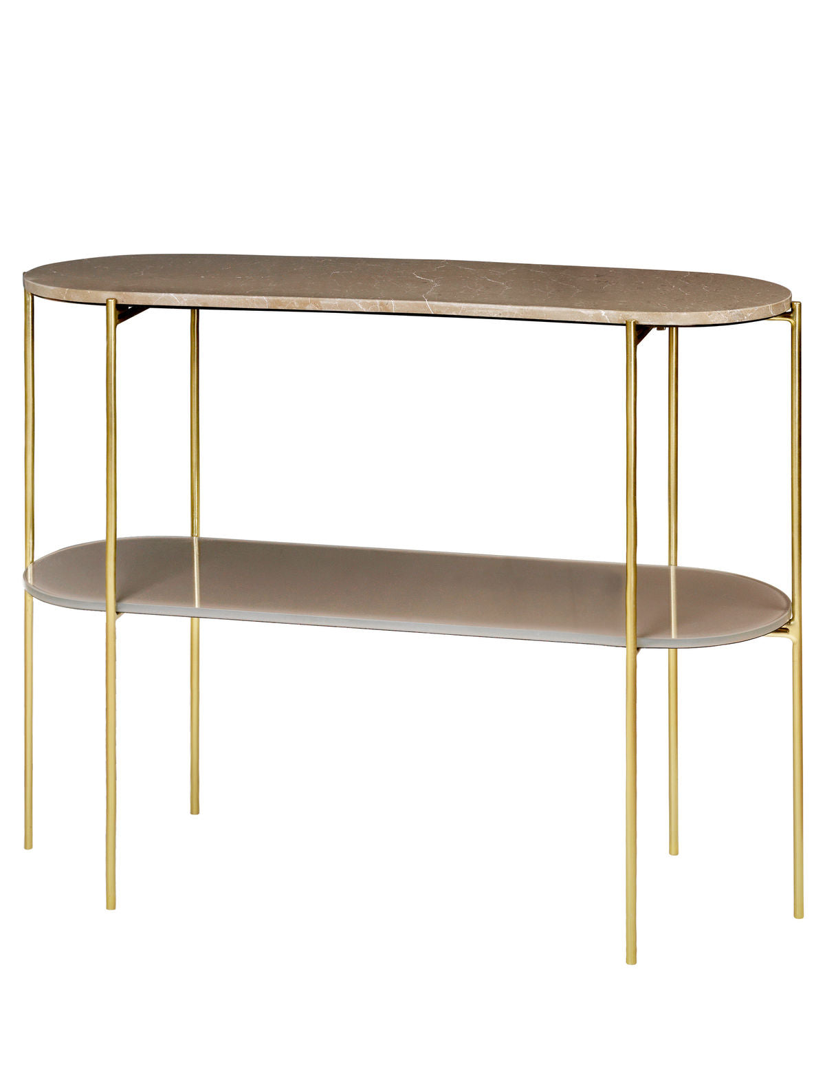 Mysig Living Laura Console Marbletable - Toffee Brown med mässingsbas