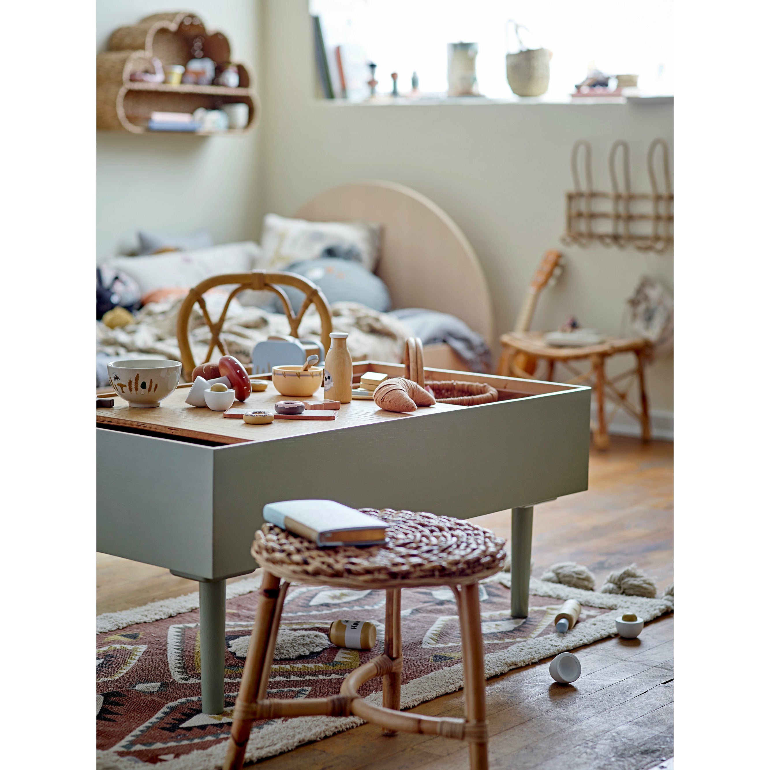 BLOOMINGVILLE MINI Alberta Fodskammel, Natur, Rattan - L36xH28,5xW25,5 cm - DesignGaragen.dk.