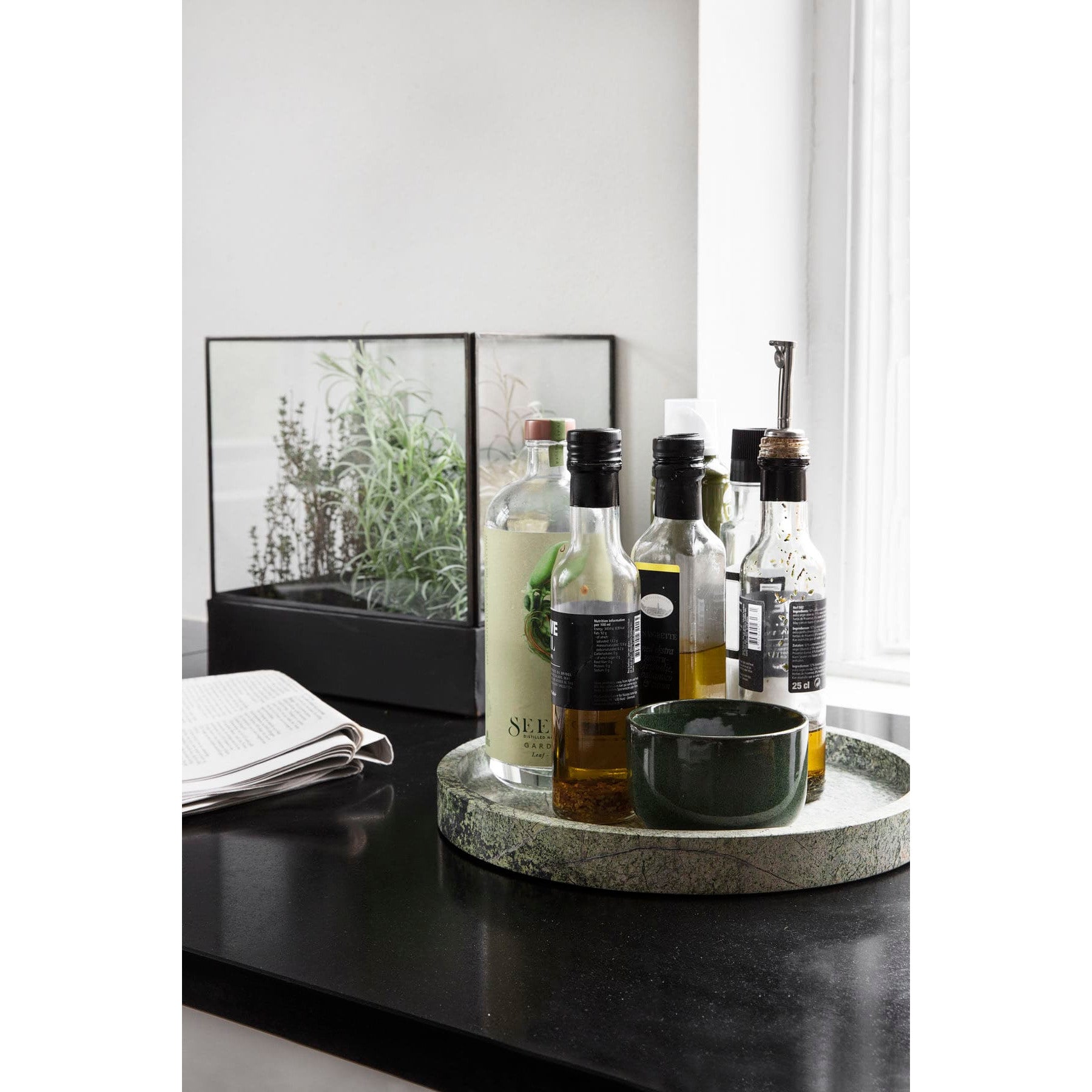 Fack, poli, grön marmor Ø30