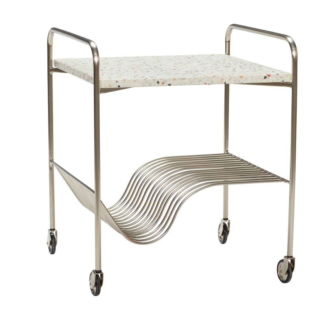 Wave Rolling Table terrazzo/nickel - 50x49xh51cm