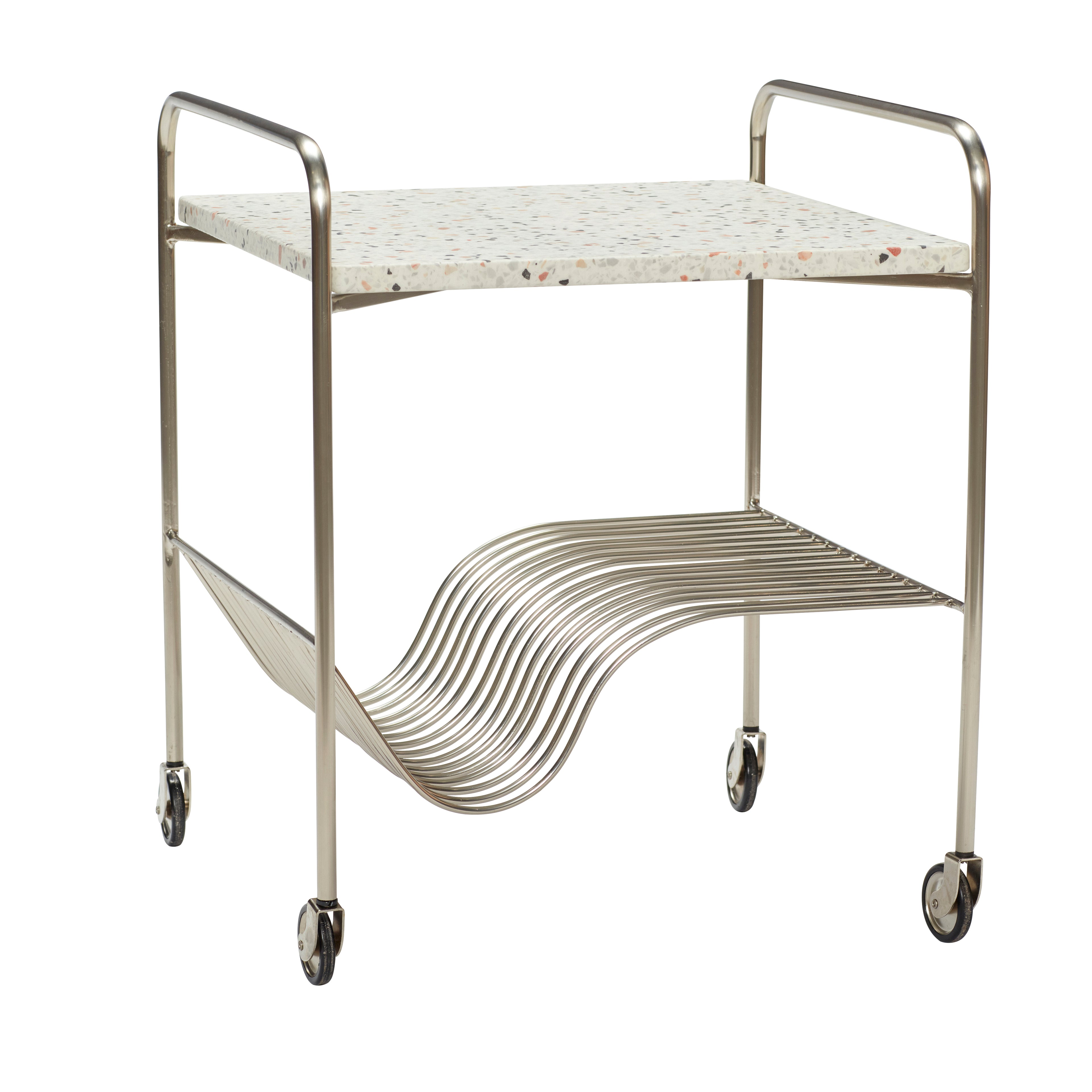 Wave Rolling Table terrazzo/nickel - 50x49xh51cm