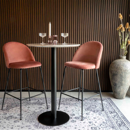 Lausanne Bare Chair - Barstol i Velor, rosa med svarta ben, HN1214