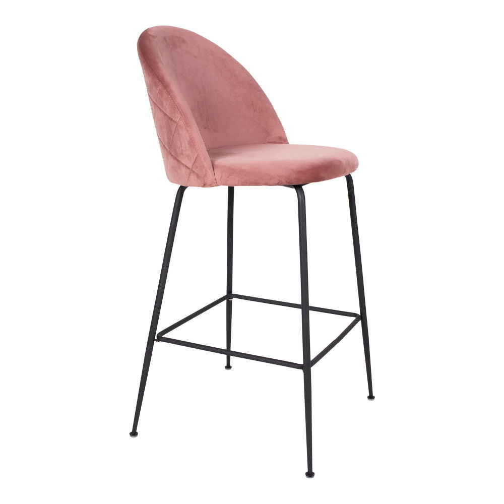 Lausanne Bare Chair - Barstol i Velor, rosa med svarta ben, HN1214