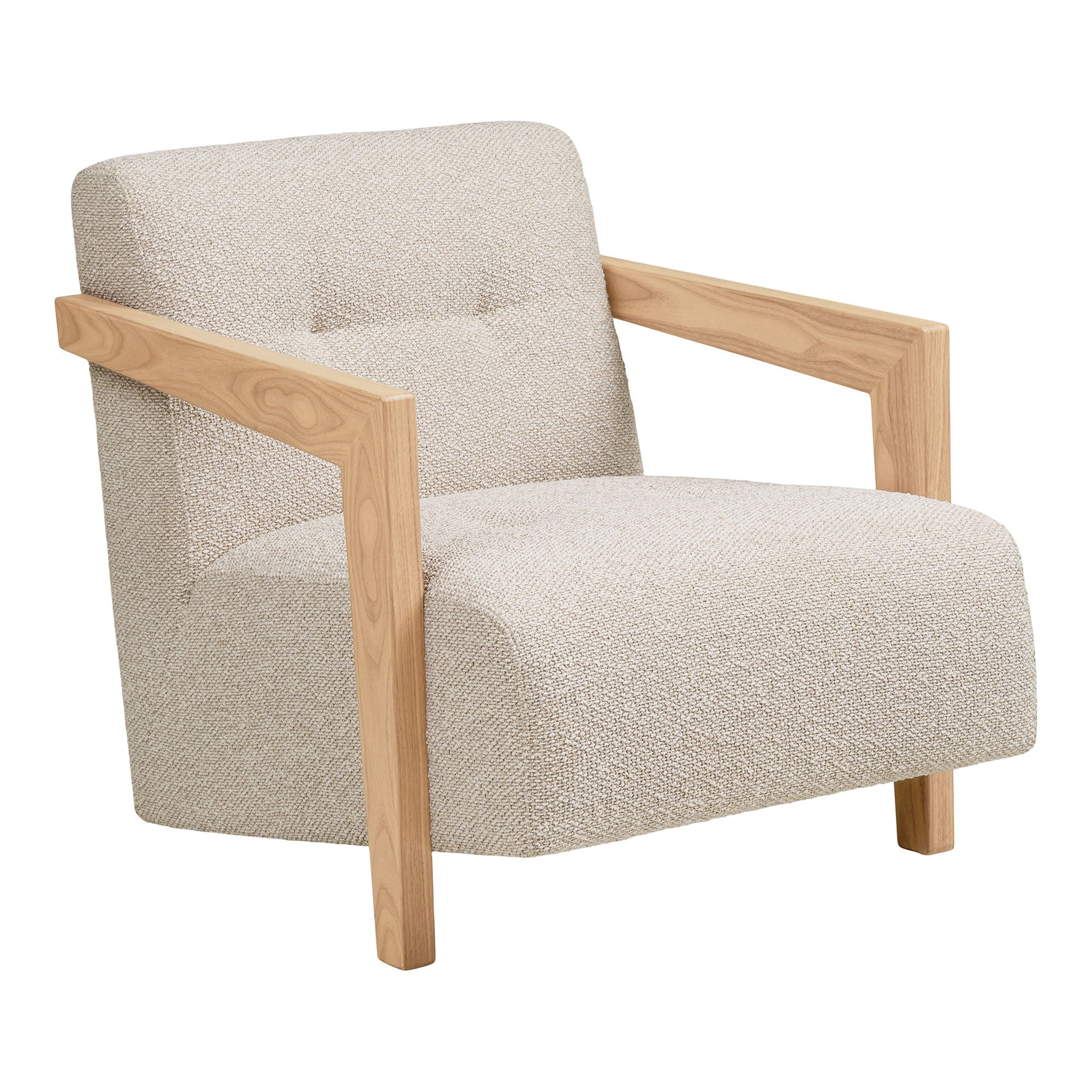 Caracas Lounge Chair - Lounge Chair with Armstes, Oak, Beige HN1321