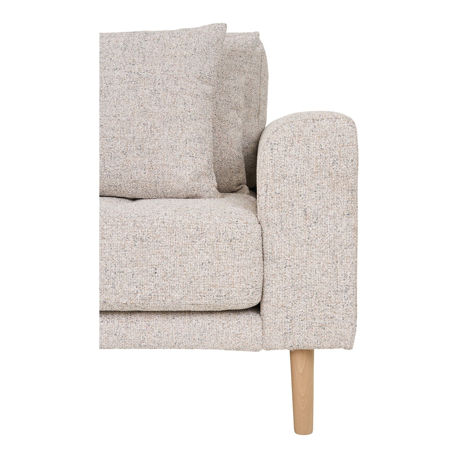 Lido Lounge soffa - Lounge soffa, kvar i beige melet med fyra kuddar och natur träben, HN1015