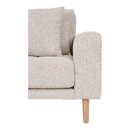 Lido Lounge soffa - Lounge soffa, kvar i beige melet med fyra kuddar och natur träben, HN1015