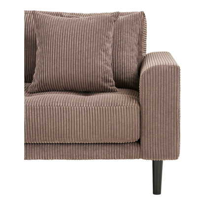 Lido Lounge soffa - Lounge soffa, vänster -wing i brun sammet med fyra kuddar och svarta träben HN1423