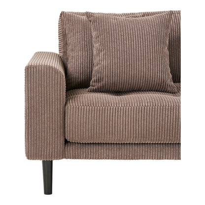 Lido Lounge soffa - Lounge soffa, höger -wing i brun sammet med fyra kuddar och svart trä Ben HN1423