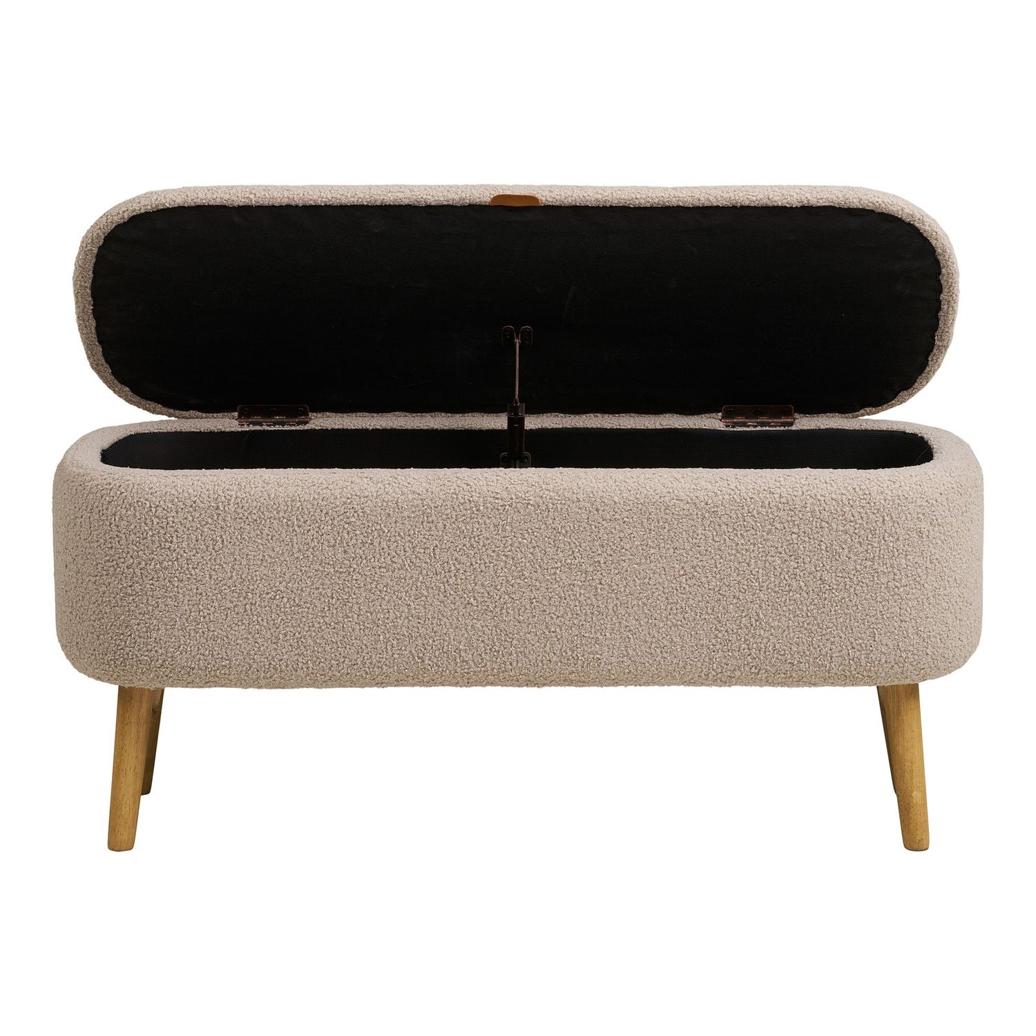 Harlow Bench - Bench With Storage, Bouclé, Beige 95x37x45 CM, HN1063