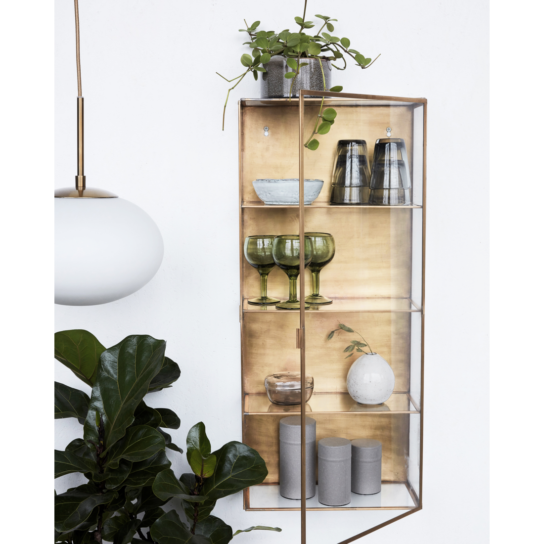 Vitrinskåp, HDGlass, Mässing 80x35 cm