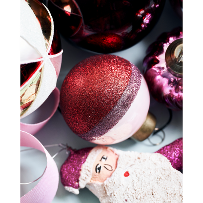 Juldekorationer, hdstrip, rosa;