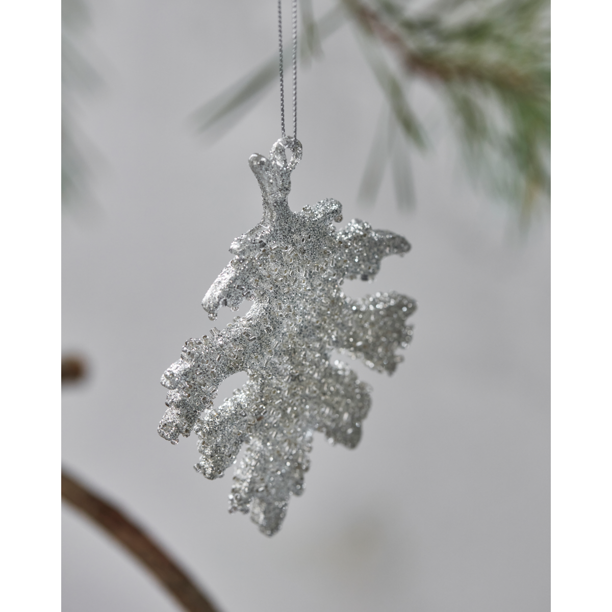 Juldekorationer, hdgliz, silver med glitter
