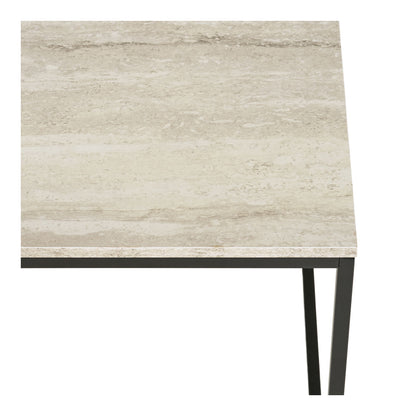 Vita soffbord - soffbord, travertinutseende, svart ram 90x60x45 cm