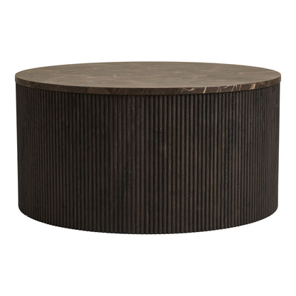 Rota soffbord - soffbord, marmorutseende, mörkbrun Ø80x40 cm