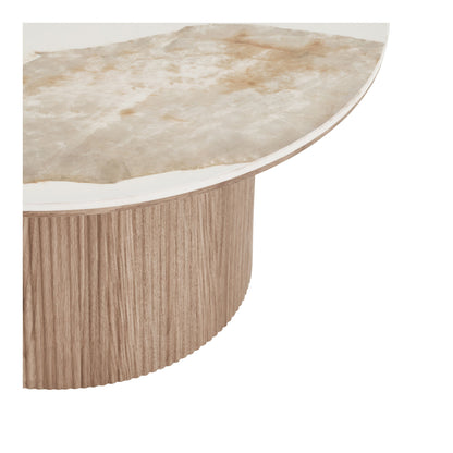 Athens soffbord - soffbord, keramisk bänkskiva, vit/mörkbrun Ø80x40 cm