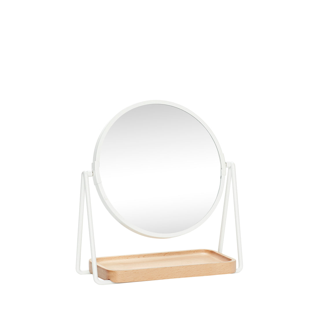 Smize Table Mirror Round White/Nature - 21x10xh25cm