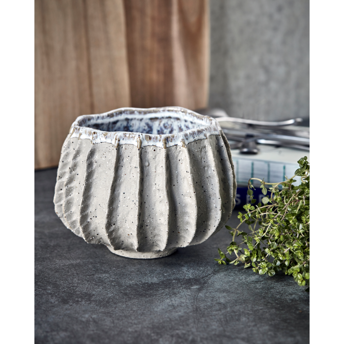 Örtpott, hdshell, grå; beige