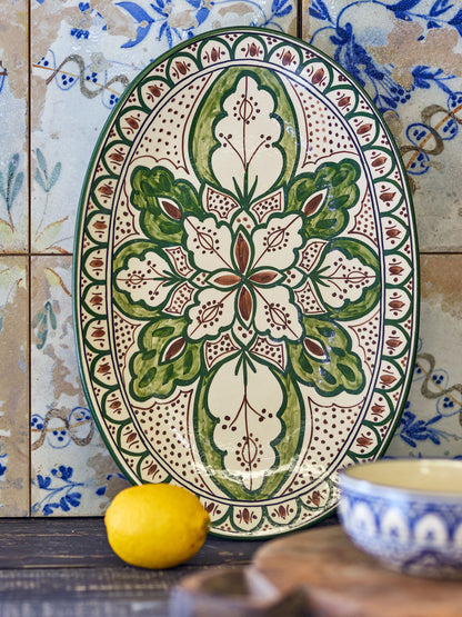 Creative Collection Karlie Serveringsfat, grönt, stengods