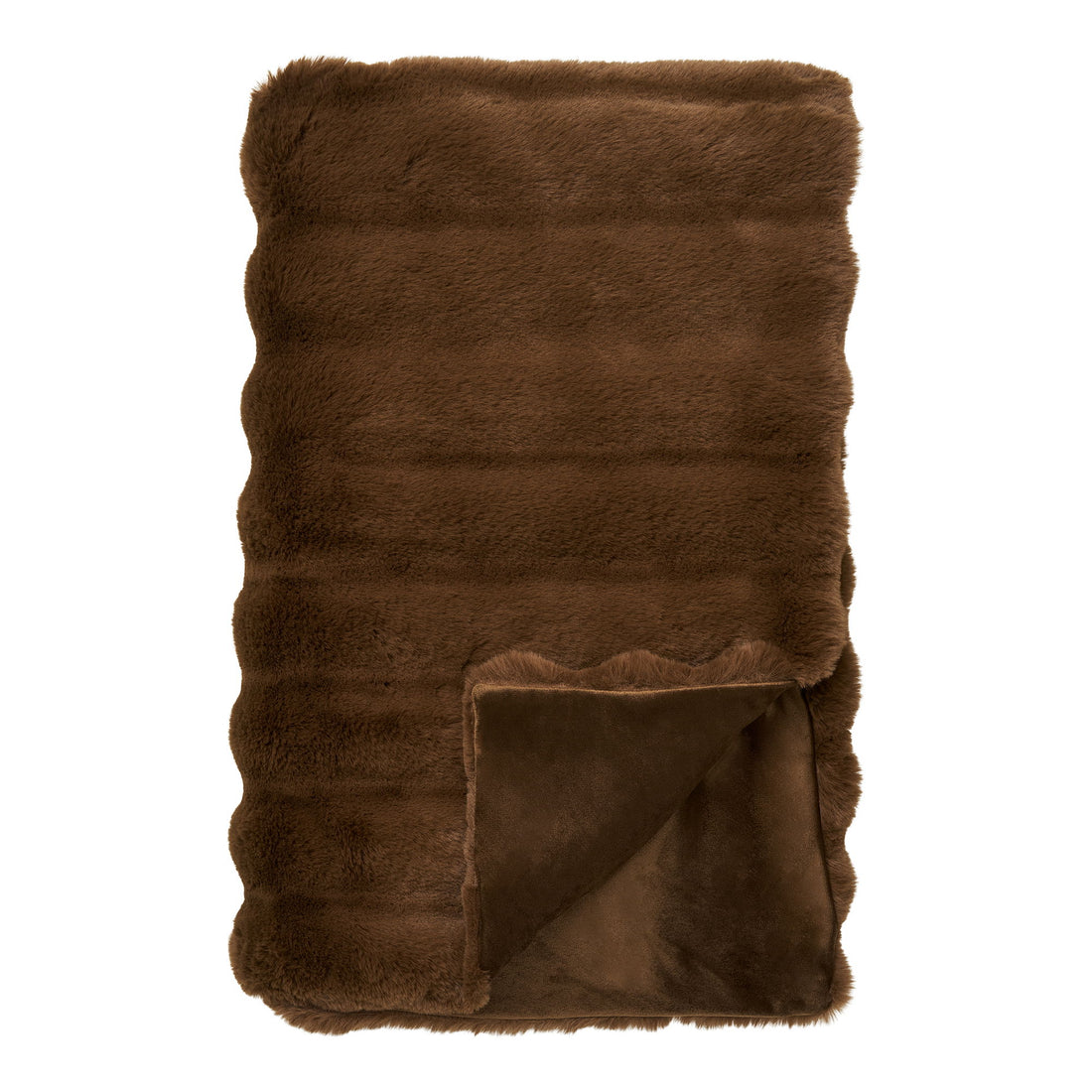 Galena Plaid - Plaid, Imitation Fur, Brown 130x180 cm