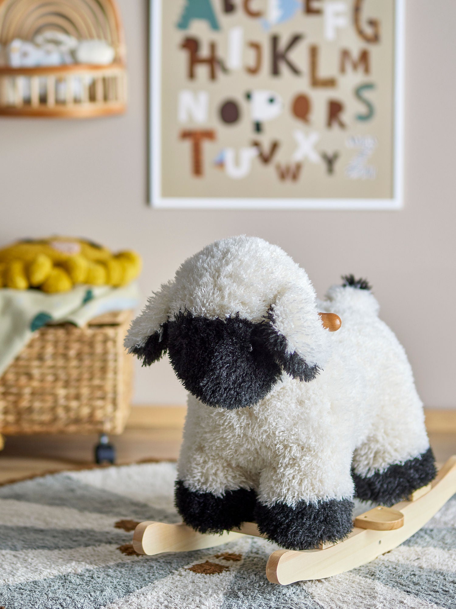 Bloomingville Mini Dolly Swing Horse, Sheep, White, Polyester