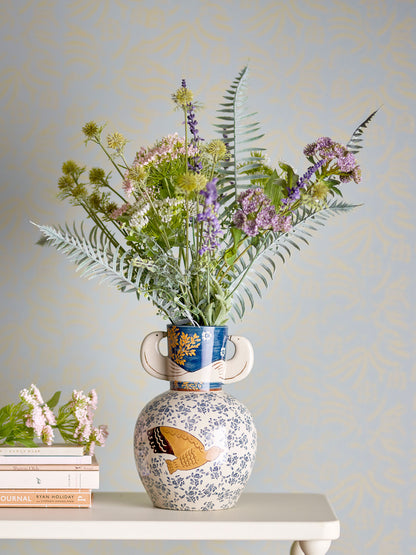Bloomingville Hezha Vase, Blue, Stoneware