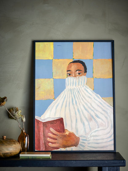 Bloomingville Filicia illustration med ram, svart, kille