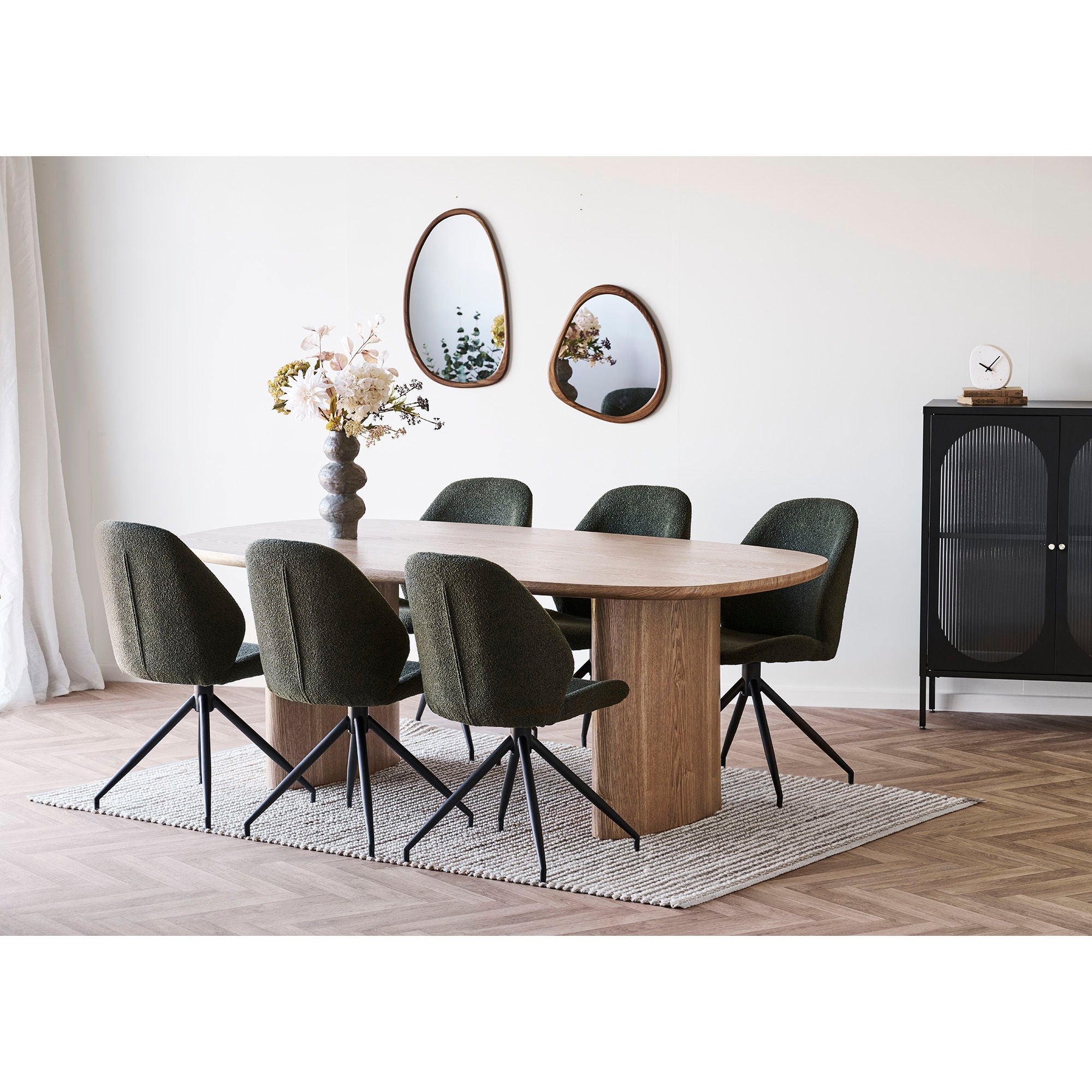 Luxon Mirror - Mirror, Organic Shape, Wood Look 44x48 cm