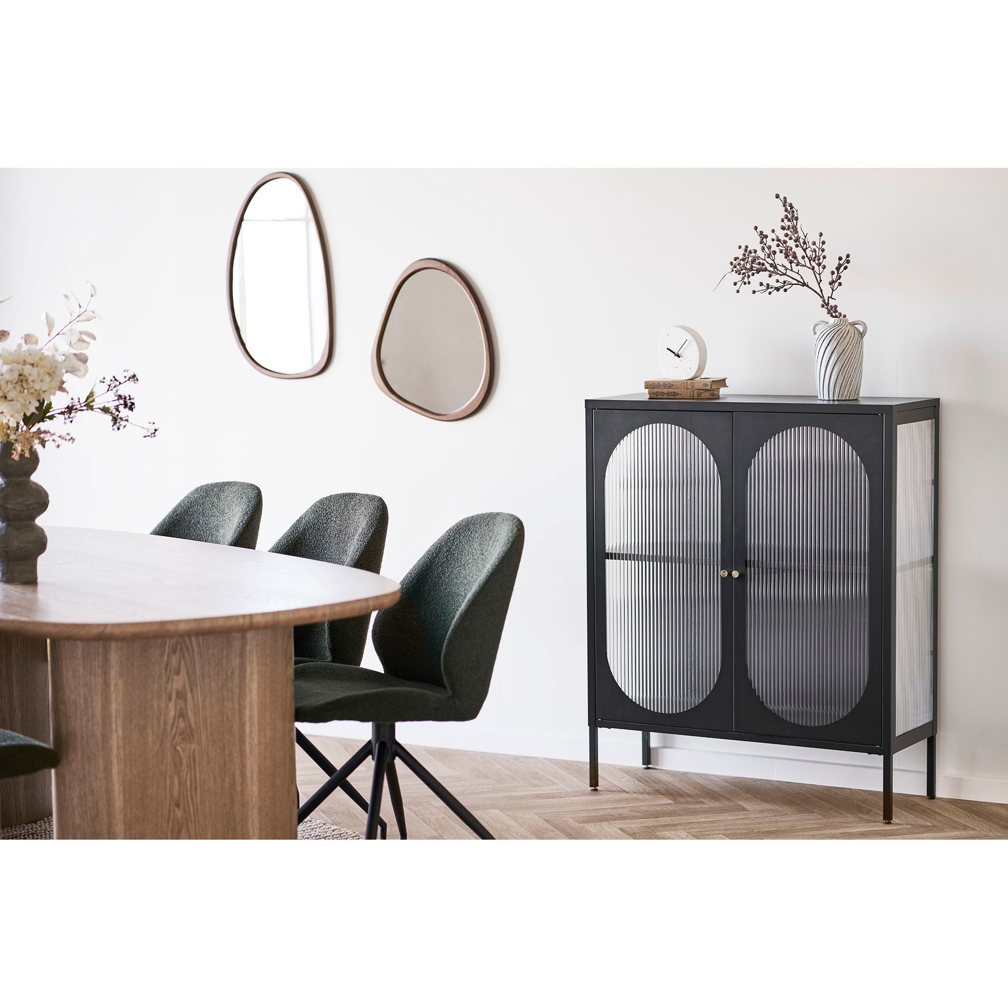 Luxon Mirror - Mirror, Organic Shape, Wood Look 44x48 cm