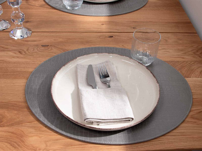 Oval täckning torka // grå slangmönster pu - hårt