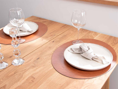Oval täcke servett // cognac bundet läder