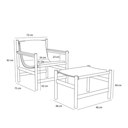 Heritage Fåtölj/Fotpall Natur/Beige - 75x72xh82cm, 69x49xh43cm