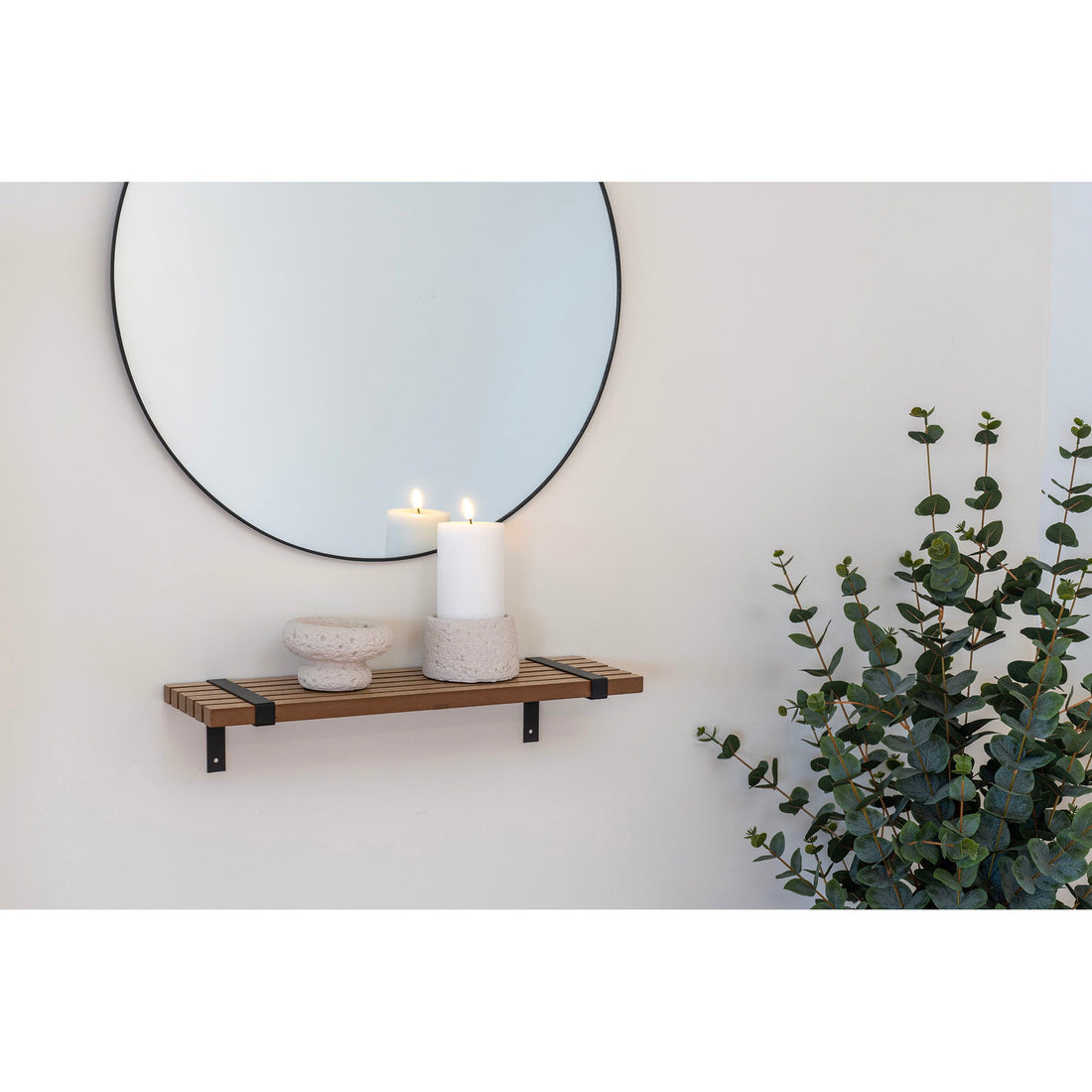 Vägghylla, aska, metall, natur, svart&lt;br&gt;50x15x10 cm