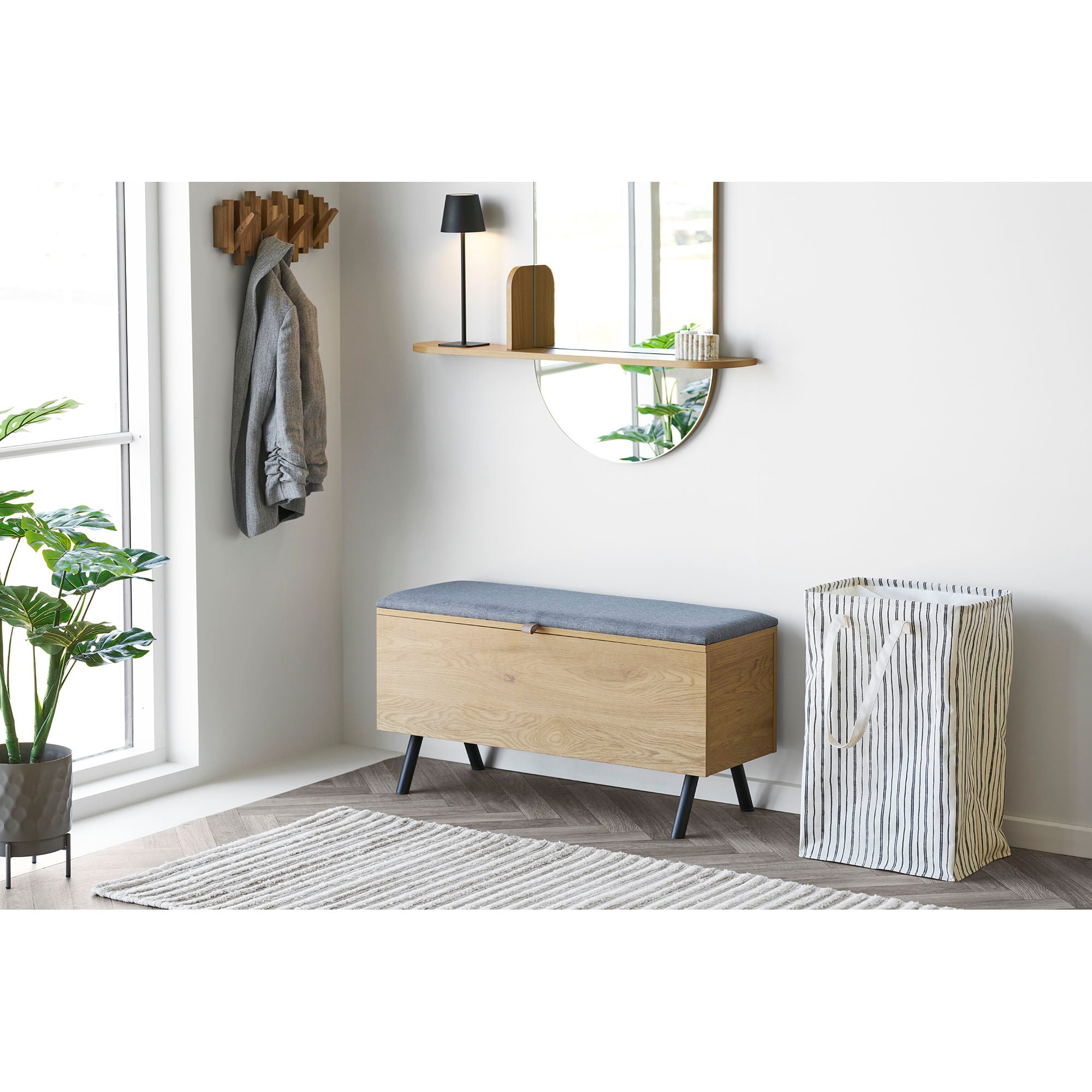 Argos tvättkorg - tvättkorg, tyg, beige/svart 38x28x58 cm