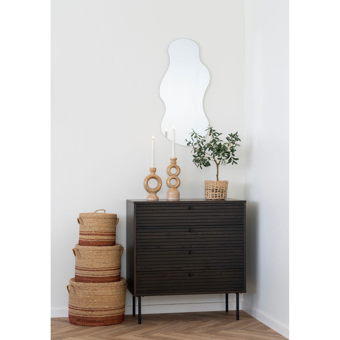 Kurva, sjögräs, natur/brun uppsättning av 3